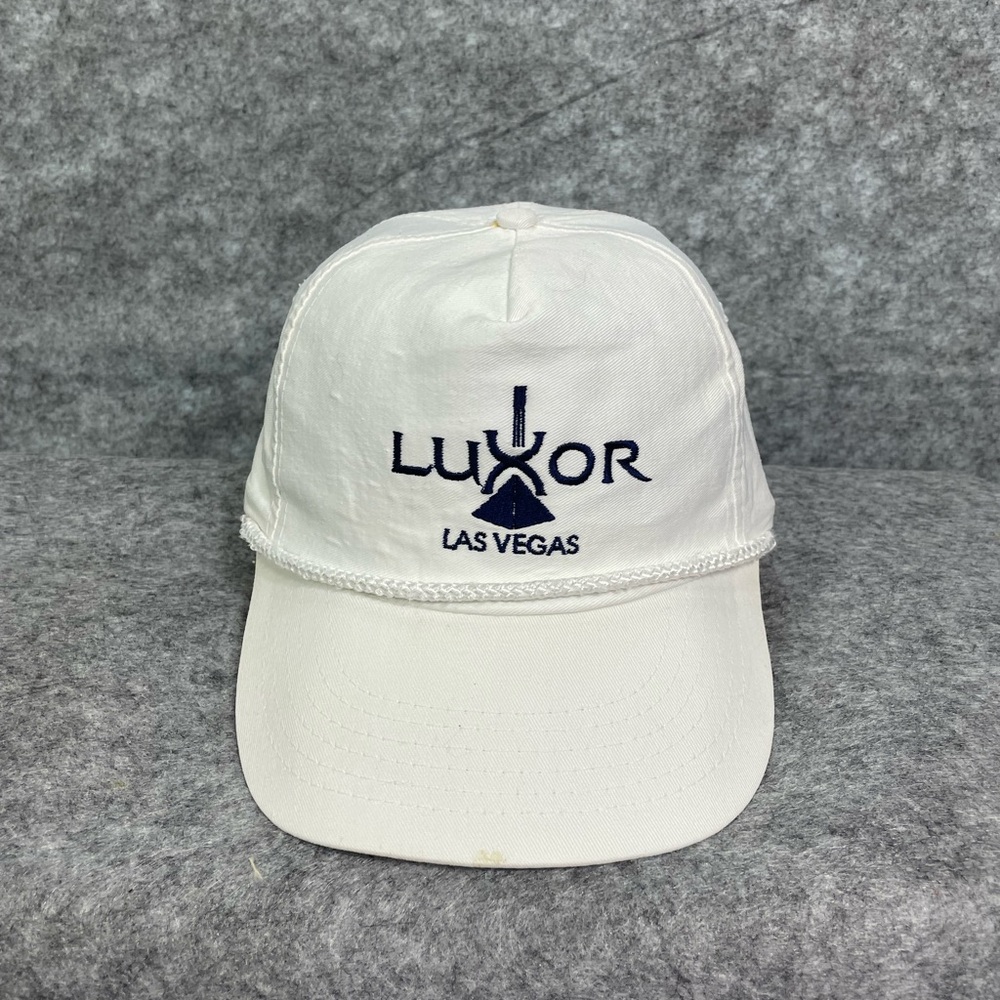 Las Vegas Luxor Hotel Vintage Strapback White Cap Hat Nevada One Size Adjustable